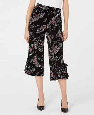 Alfani Printed Tie-Hem Cropped Pants Size M