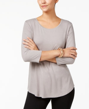 JM Collection Petite Three-Quarter-Sleeve Sc Silver Shimmer PM