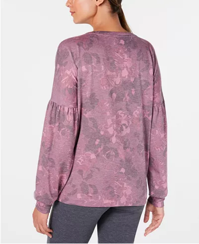 Ideology Floral-Print Balloon-Sleeve Sweatshirt