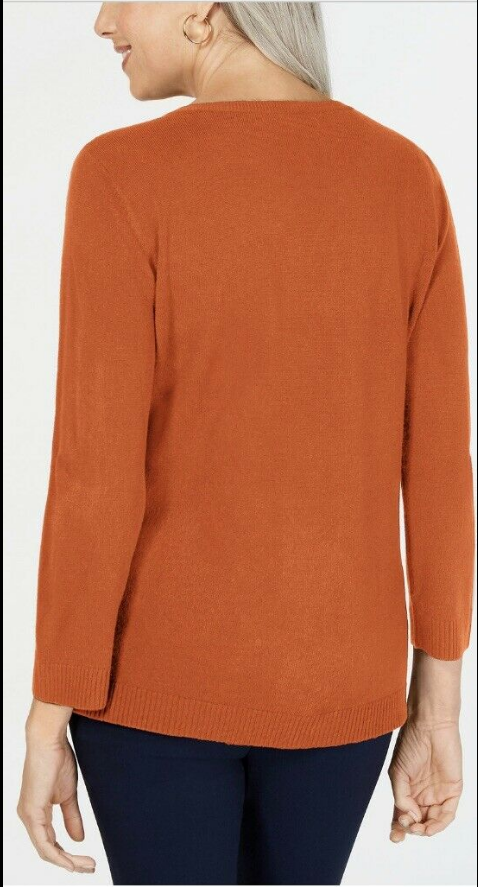 Karen Scott Petite V-Neck Sweater Size Red Ochre Size XS