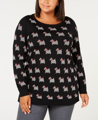 Charter Club Womens Plus Scottie Printed Embellished Pullover Sweater 3X