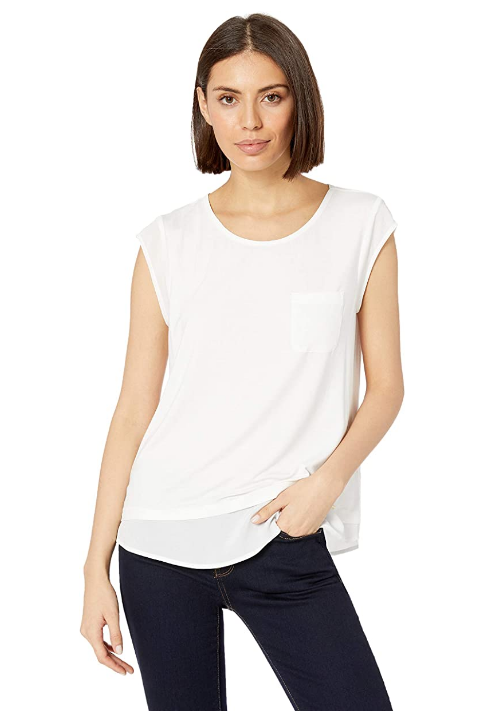 Calvin Klein Performance Women's V-Neck Asymmetrical-Hem Top, Grey