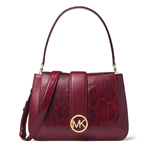 Michael Kors Lillie Top-Handle Flap Satchel OxbloodMaroonGold