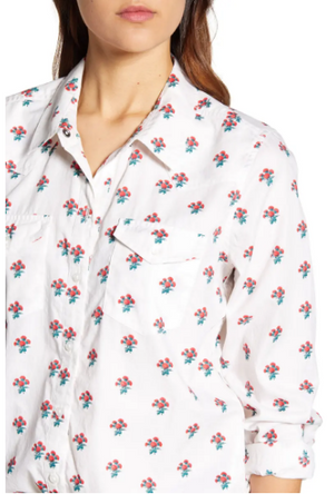 Lucky Brand Printed Button-Front Cotton Top