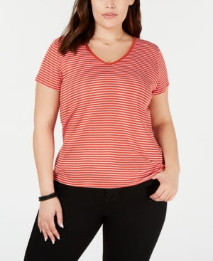 Planet Gold Trendy Plus Size Striped T-Shirt Size 3X