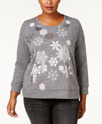 Style Co Plus Size Graphic-Print Glitte Snowfall 3X