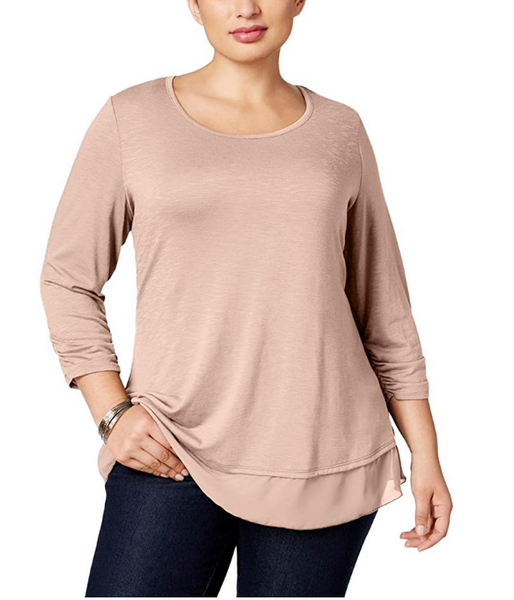 Style & Co Plus Size Flutter-Sleeve Dusty Rose 0X – Twentyonemillions