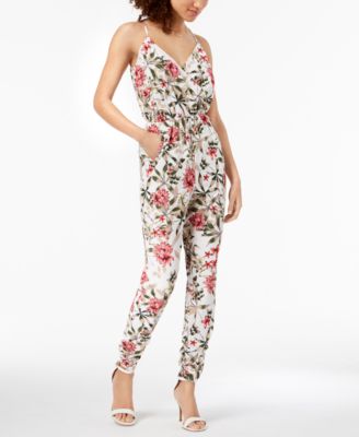 Material Girl Juniors' Printed Ruched-Hem Faux-Wrap Jumpsuit Size S WRONG PHOTO