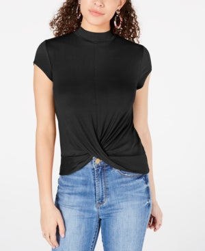 Crave Fame Juniors' Mock-Neck Twist-Front Top Size M