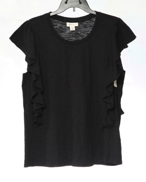 Style&co. Women's Plus Black Fog Crew Neck Top Size 1X