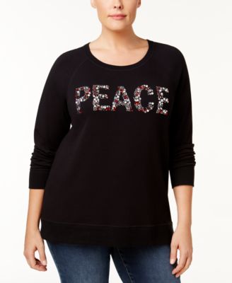 Style Co Plus Size Embellished Peace To Deep Black 1X