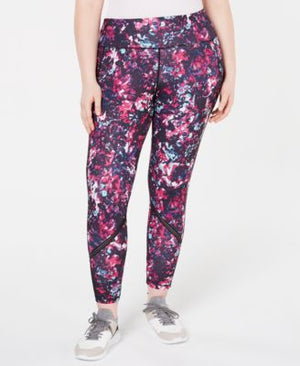 Ideology Plus Size Printed Mesh-Trimmed Leggings