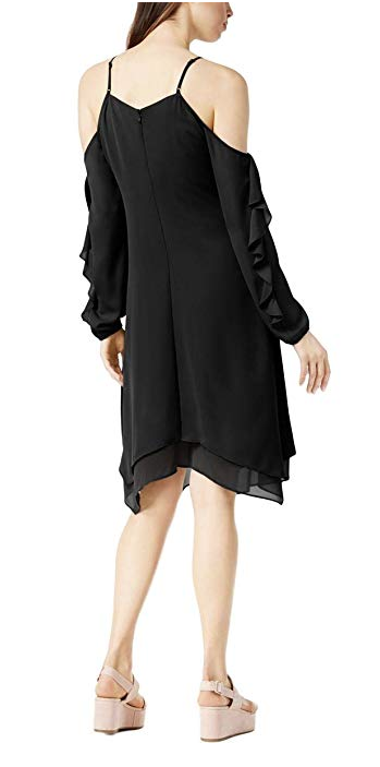 Bar III Womens Cold Shoulder Asymmetric Cocktail Dress Black
