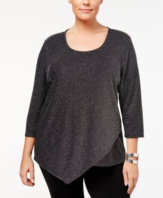 JM Collection Plus Size Layered Asymmetrical Deep Black 0X