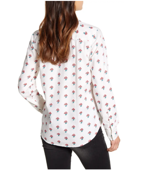 Lucky Brand Printed Button-Front Cotton Top