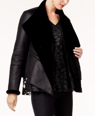 Alfani Petite Faux-Leather Moto Jacket 