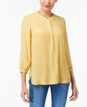 JM Collection Pleated-Back Blouse Golden Roast XL