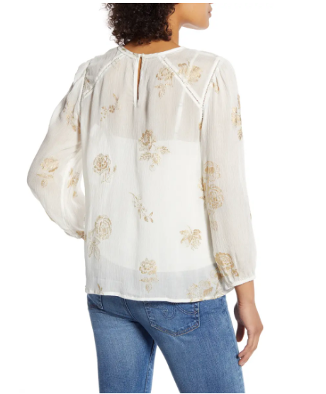 Lucky Brand Piper Sheer Top Size M