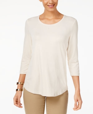 JM Collection Petite Three-Quarter-Sleeve Sc Champagne Shimmer PXL