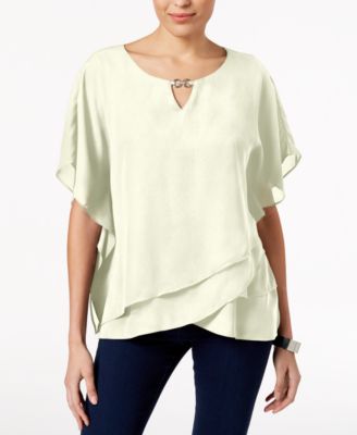 JM Collection Layered Tulip-Hem Top, Created Eggshell XS