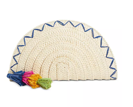 INC Straw Taco Clutch - Natural/Silver