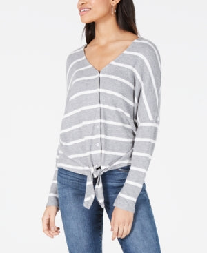 Bcx Juniors' Striped Button-Front Dolman-Sleeved Sweater XXS