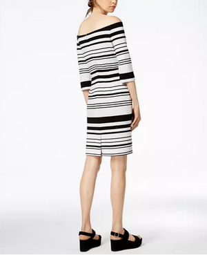 Bar III Womens Striped a-line Bodycon Dress