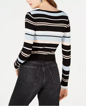 Material Girl Juniors' Striped Rib-Knit Cropped Sweater Multiple Sizes