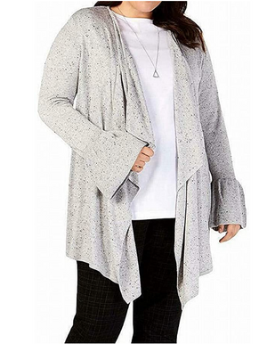 Style & Co. Womens Plus Chenille Ribbed Trim Cardigan Sweater 1X