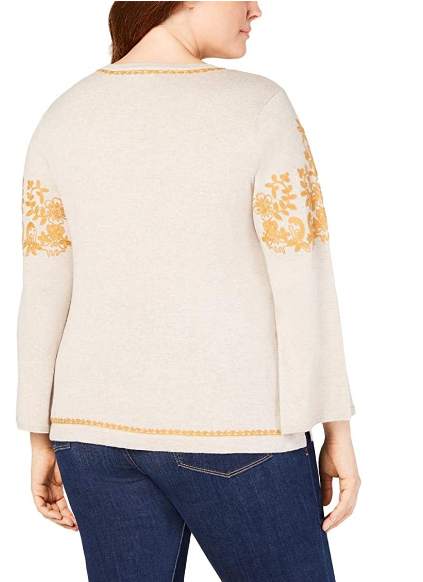 Style & Co. Womens Plus Boho Embroidered Pullover Sweater 2X