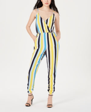 Material Girl Juniors' Printed Ruched-Hem Faux-Wrap Jumpsuit Size S WRONG PHOTO