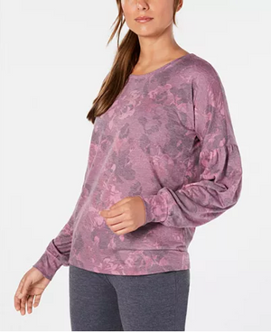 Ideology Floral-Print Balloon-Sleeve Sweatshirt