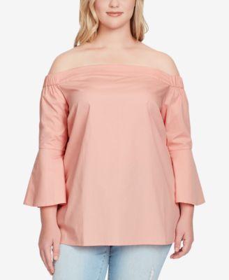 Jessica Simpson Trendy Plus Size Off-The-Shoul Dusty Pink 2X