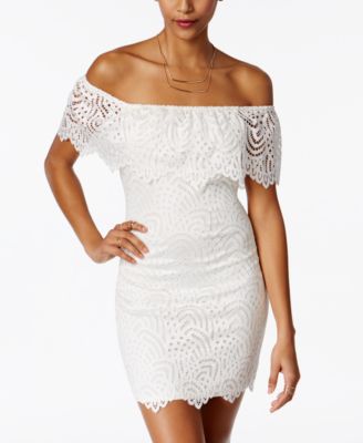 Material Girl Juniors Off-the-Shoulder Lace Ruffle Bodycon Dress 0X