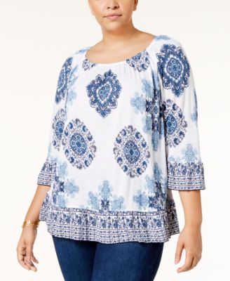 INC International Concepts Plus Size Medallion-Print Ruff Amazing Medallion 0X