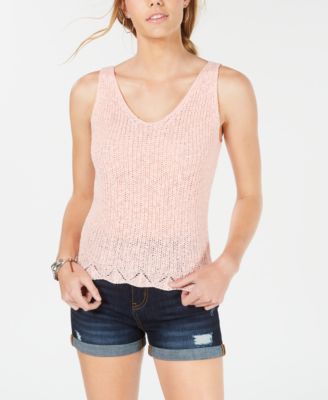 Hooked Up by Iot Juniors' Sleeveless Open-Knit Top Size M