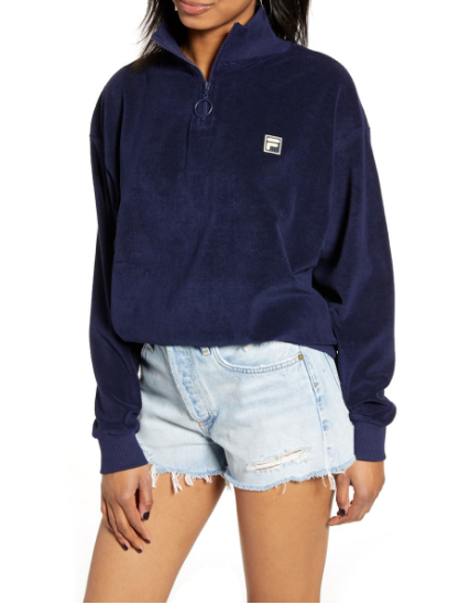 Fila Esperanza Quarter-Zip Logo Sweatshirt Size M (Check Color)