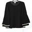 Style & Co. Womens Plus Ribbed Trim Ruffle Sleeves Pullover Sweater Deep Black 2X