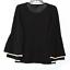 Style & Co. Womens Plus Ribbed Trim Ruffle Sleeves Pullover Sweater Deep Black 2X